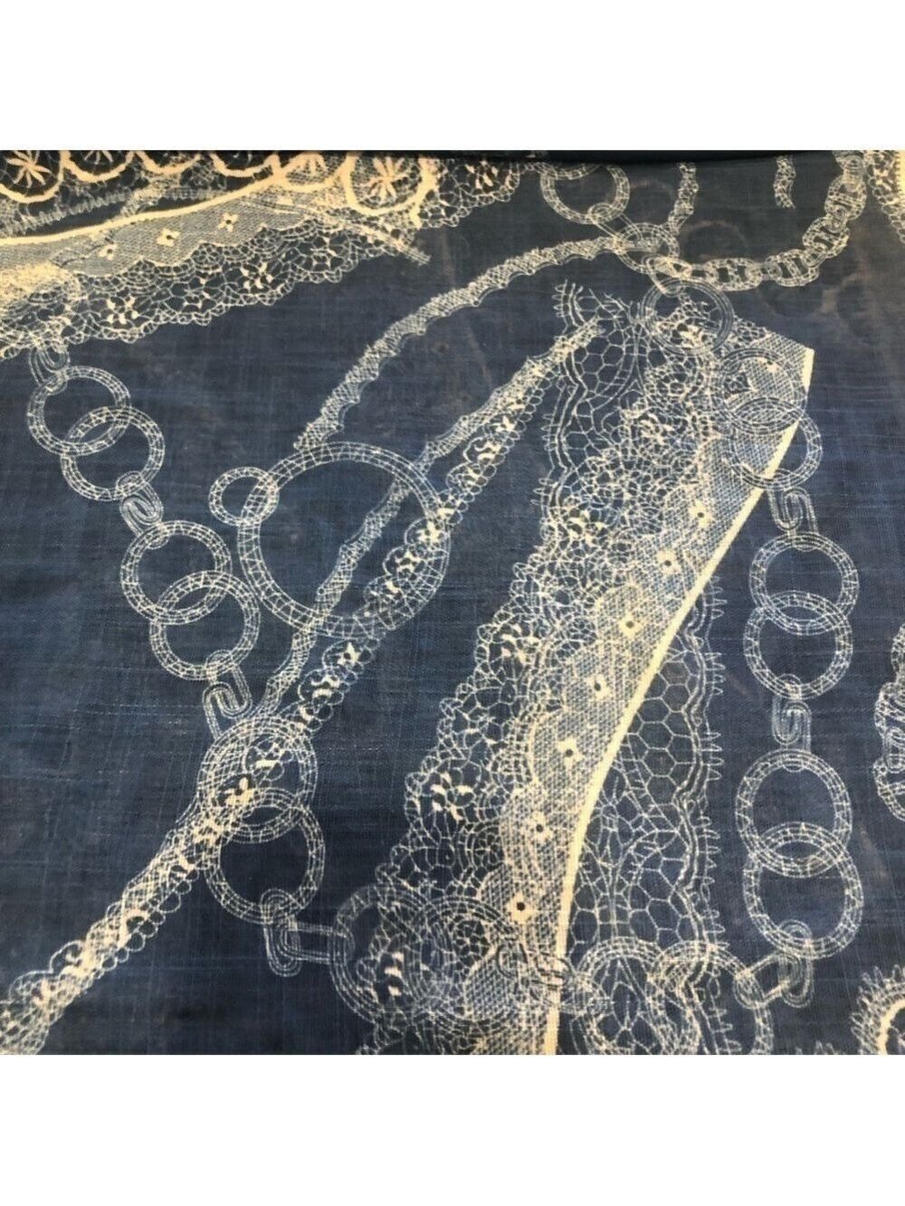 Italy Fulars large scarf wrap. Blue white frayed ends art to wear artsy - Picture 9 of 13